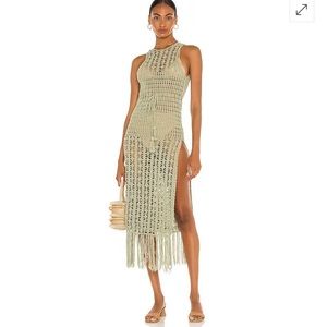 Elegant Olive Crochet Midi Dress